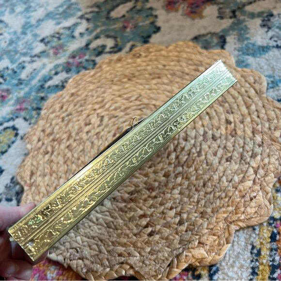 Vintage Quill Art Quilling Paper Swirl Basket of Flowers Gold Framed Handmade - Picture 8 of 16